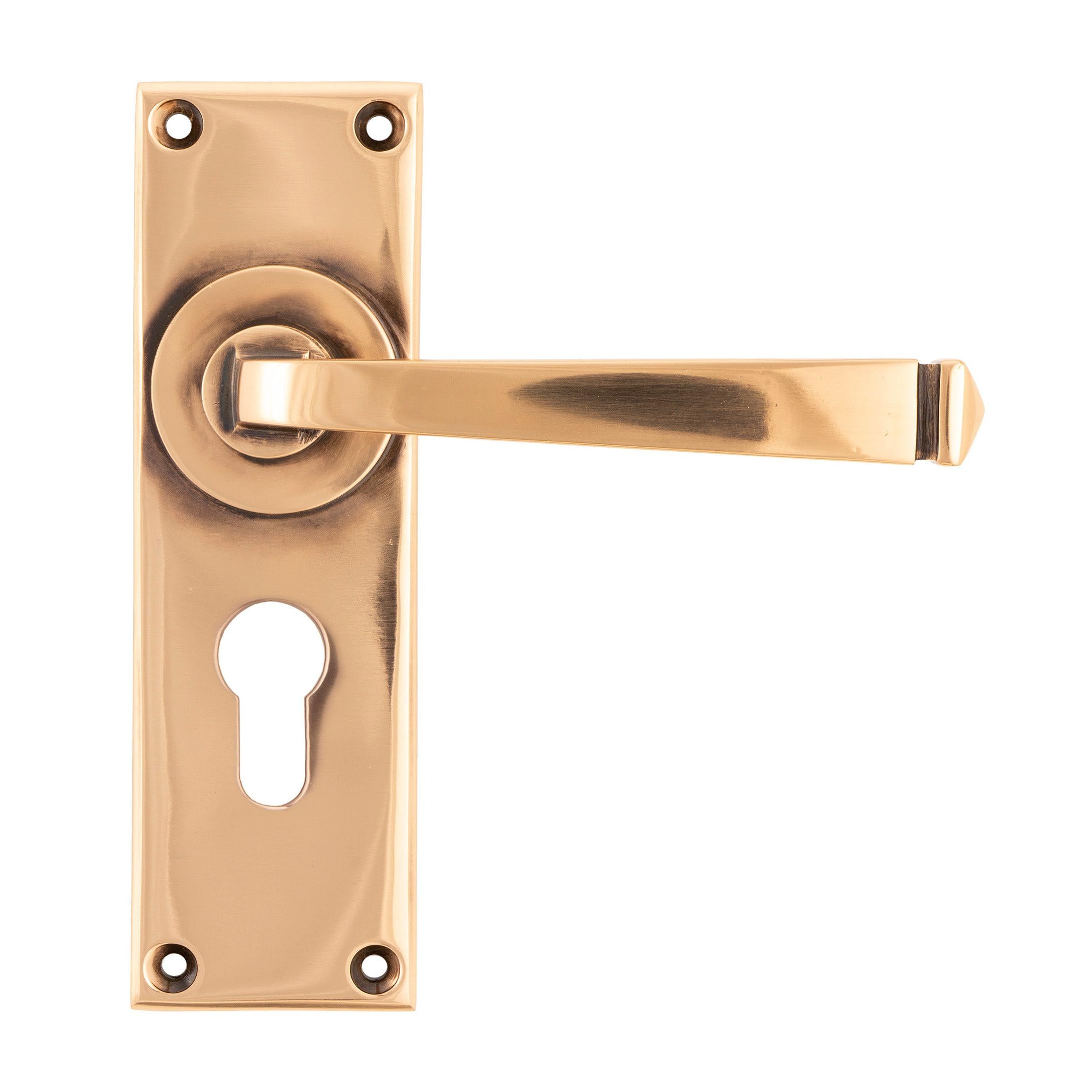 Polished Bronze Avon Lever Euro Lock Set | From The Anvil - Lever Euro - From The Anvil - Yester Home