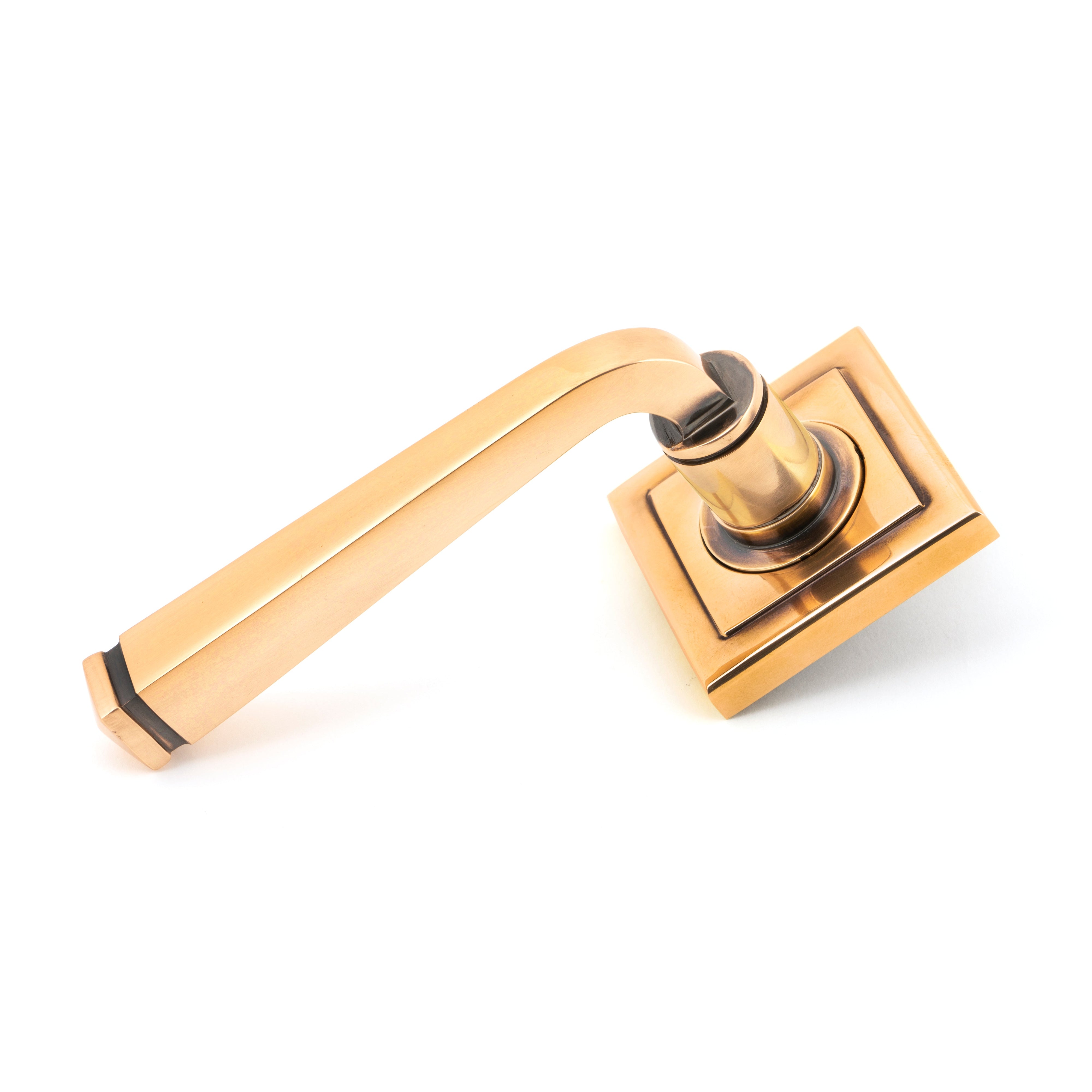 Polished Bronze Avon Round Lever on Rose Set (Square) - Unsprung | From The Anvil-Concealed-Yester Home