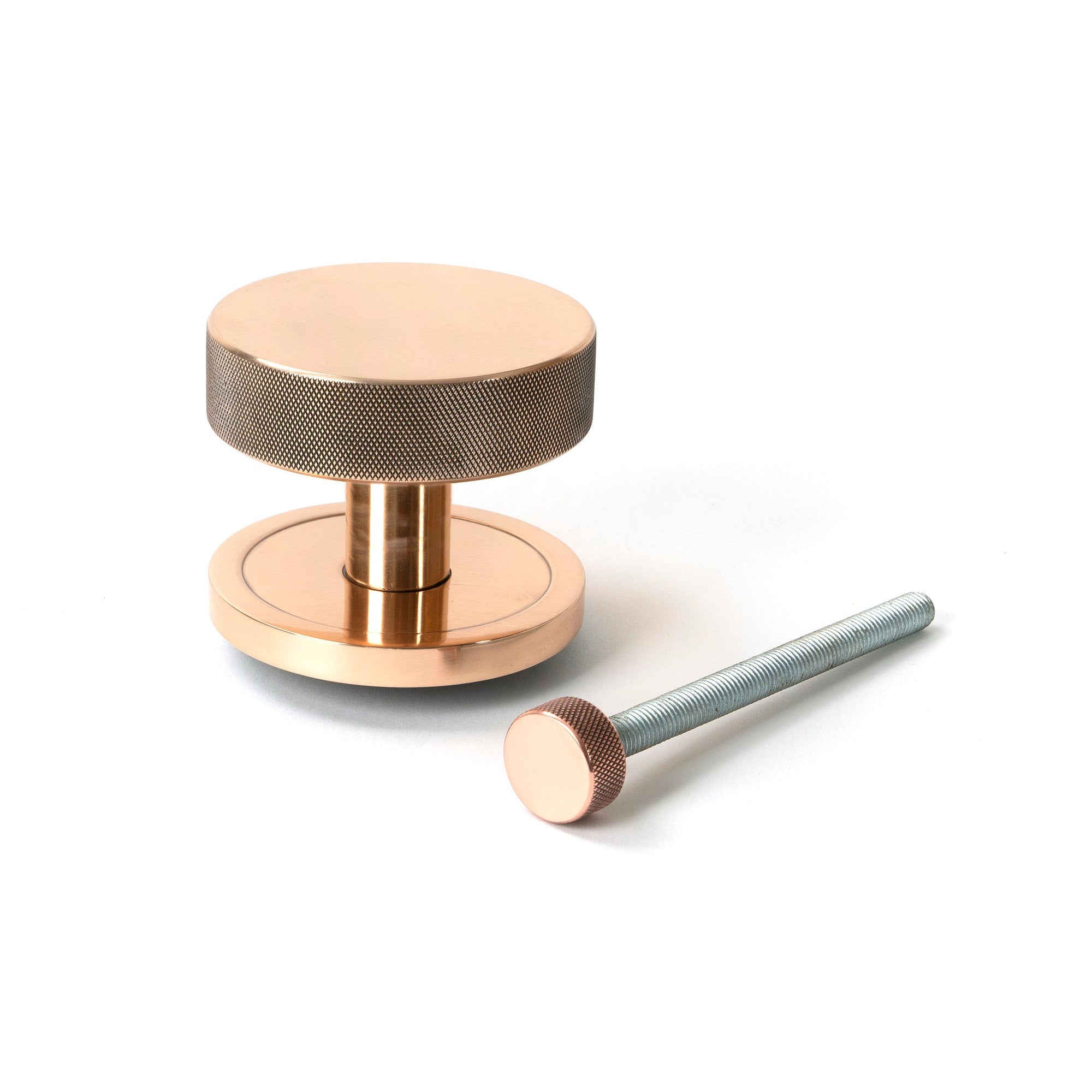 Polished Bronze Brompton Centre Door Knob (Plain) | From The Anvil-Centre Door Knobs-Yester Home