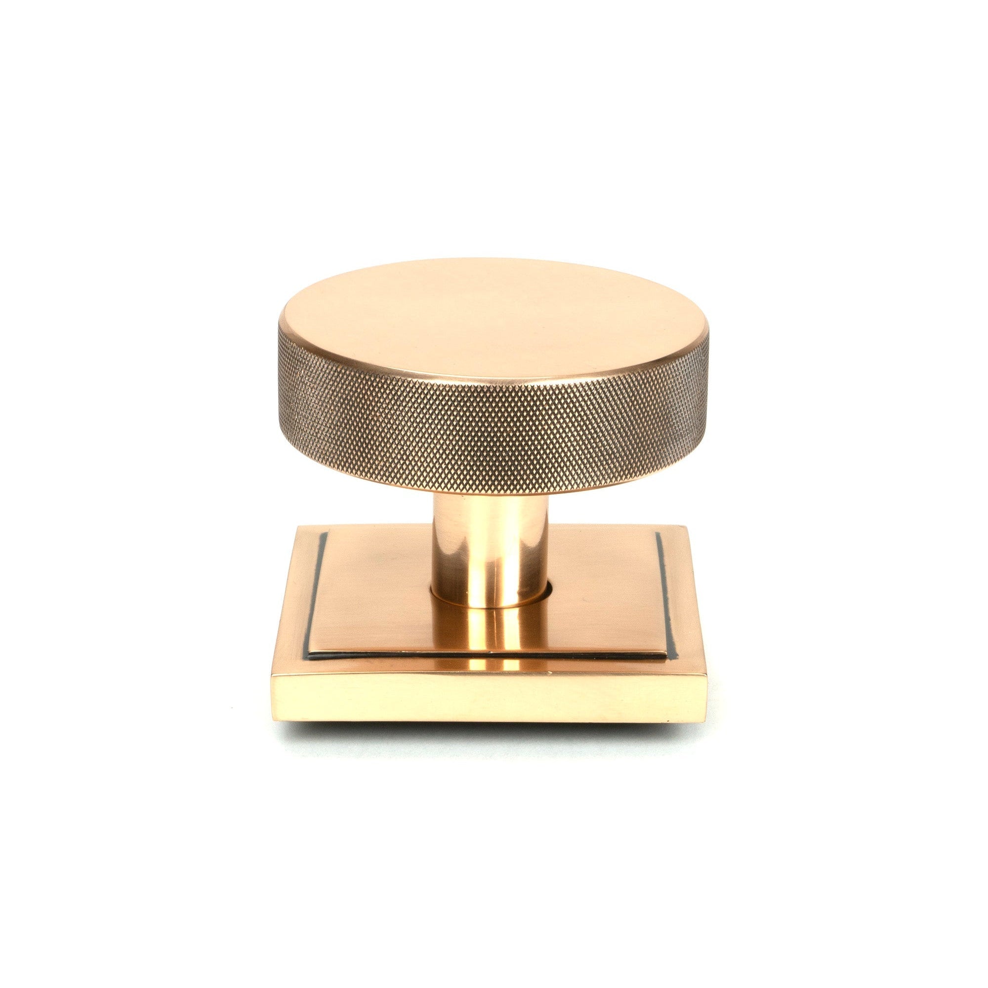 Polished Bronze Brompton Centre Door Knob (Square) | From The Anvil-Centre Door Knobs-Yester Home