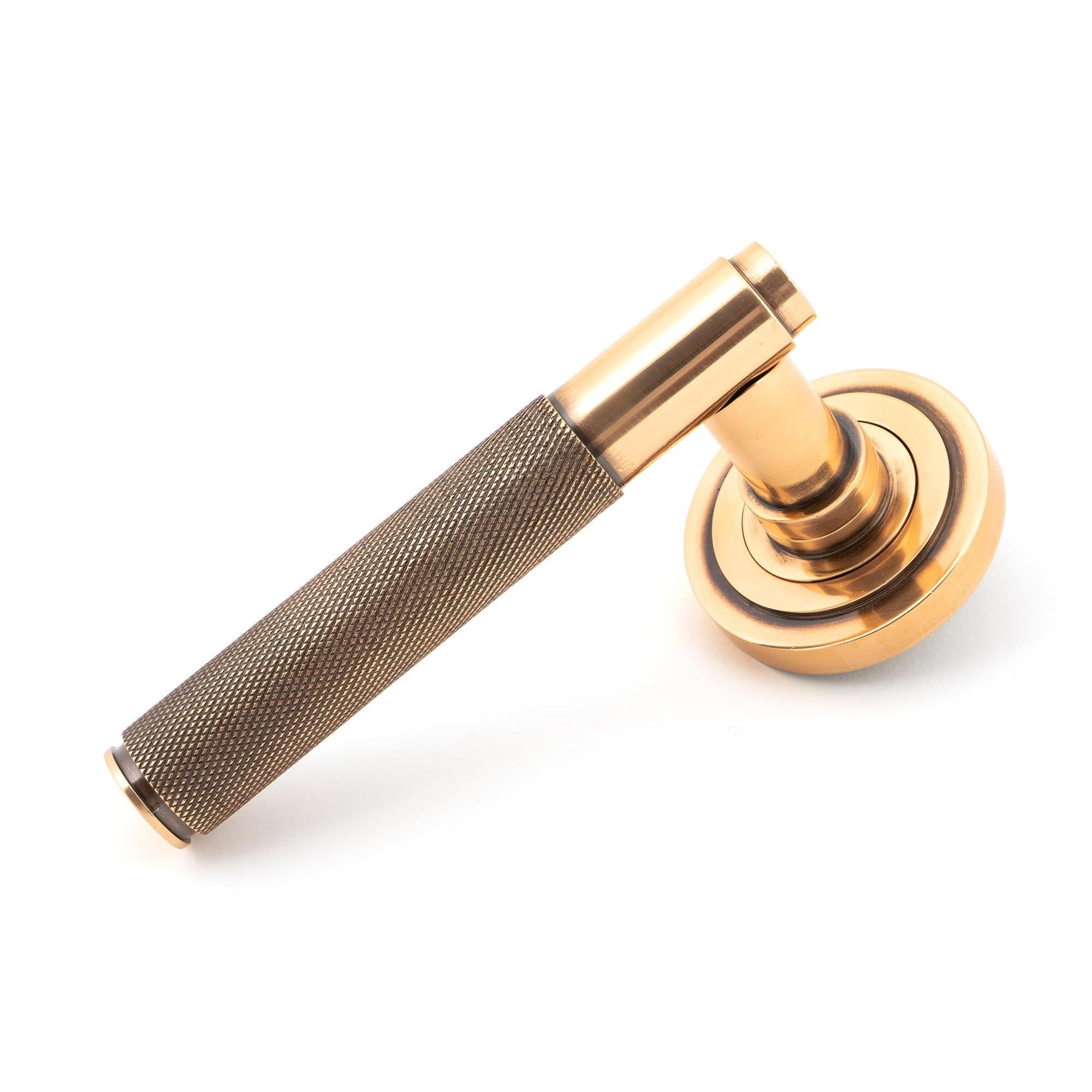 Polished Bronze Brompton Lever on Rose Set (Art Deco) - Unsprung | From The Anvil - Concealed - From The Anvil - Yester Home