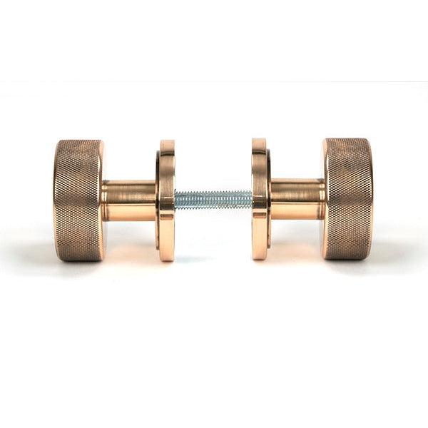 Polished Bronze Brompton Mortice/Rim Knob Set (Art Deco) | From The Anvil-Mortice Knobs-Yester Home