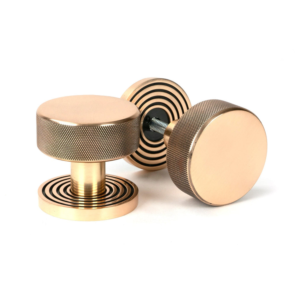 Polished Bronze Brompton Mortice/Rim Knob Set (Beehive) | From The Anvil-Mortice Knobs-Yester Home