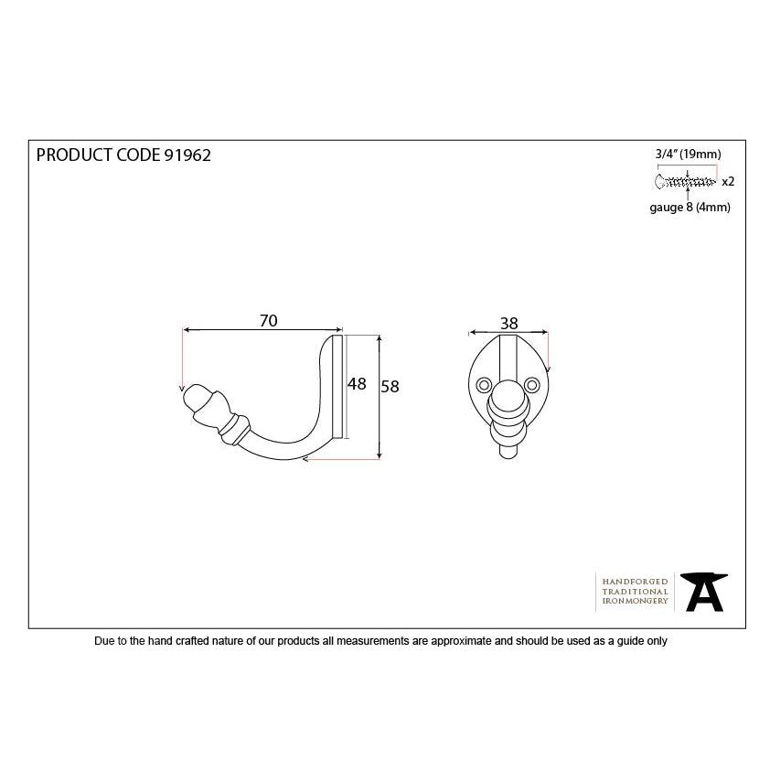 Polished Bronze Coat Hook | From The Anvil-Coat Hooks-Yester Home