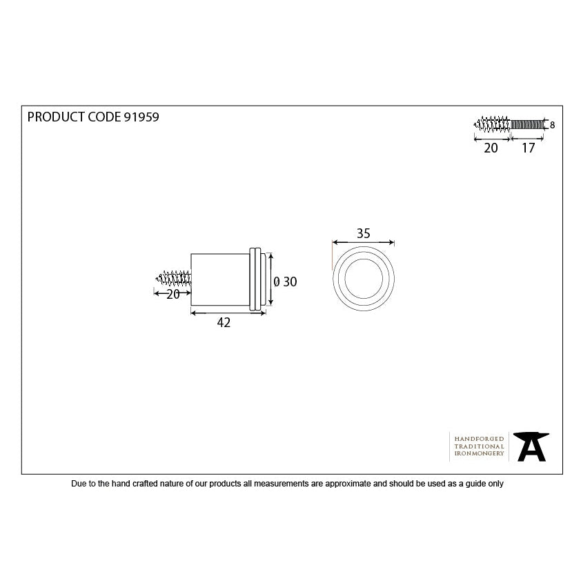 Polished Bronze Floor Mounted Door Stop | From The Anvil-Door Stops-Yester Home