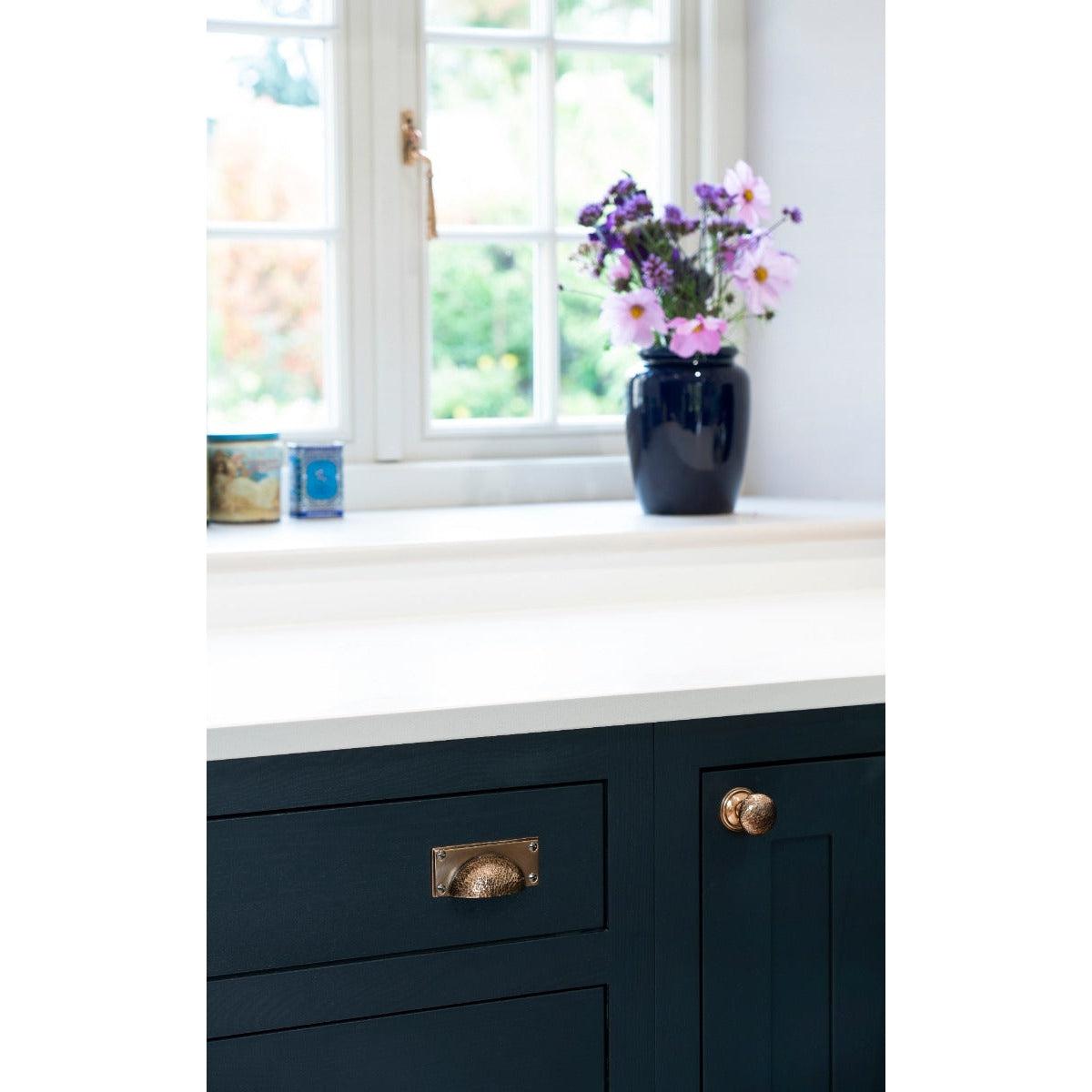 Polished Bronze Hammered Art Deco Drawer Pull | From The Anvil-Drawer Pulls-Yester Home