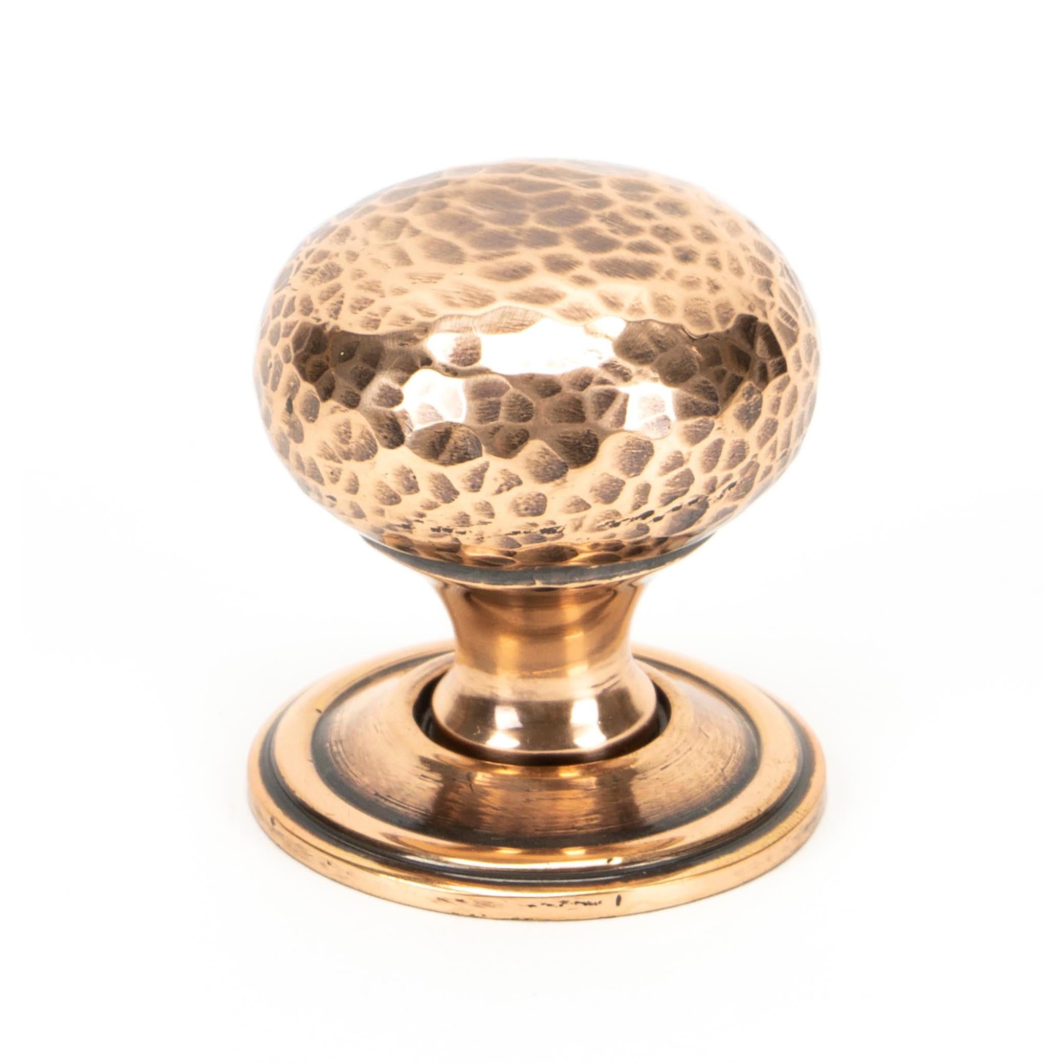 Polished Bronze Hammered Mushroom Cabinet Knob 32mm | From The Anvil - Cabinet Knobs - From The Anvil - Yester Home