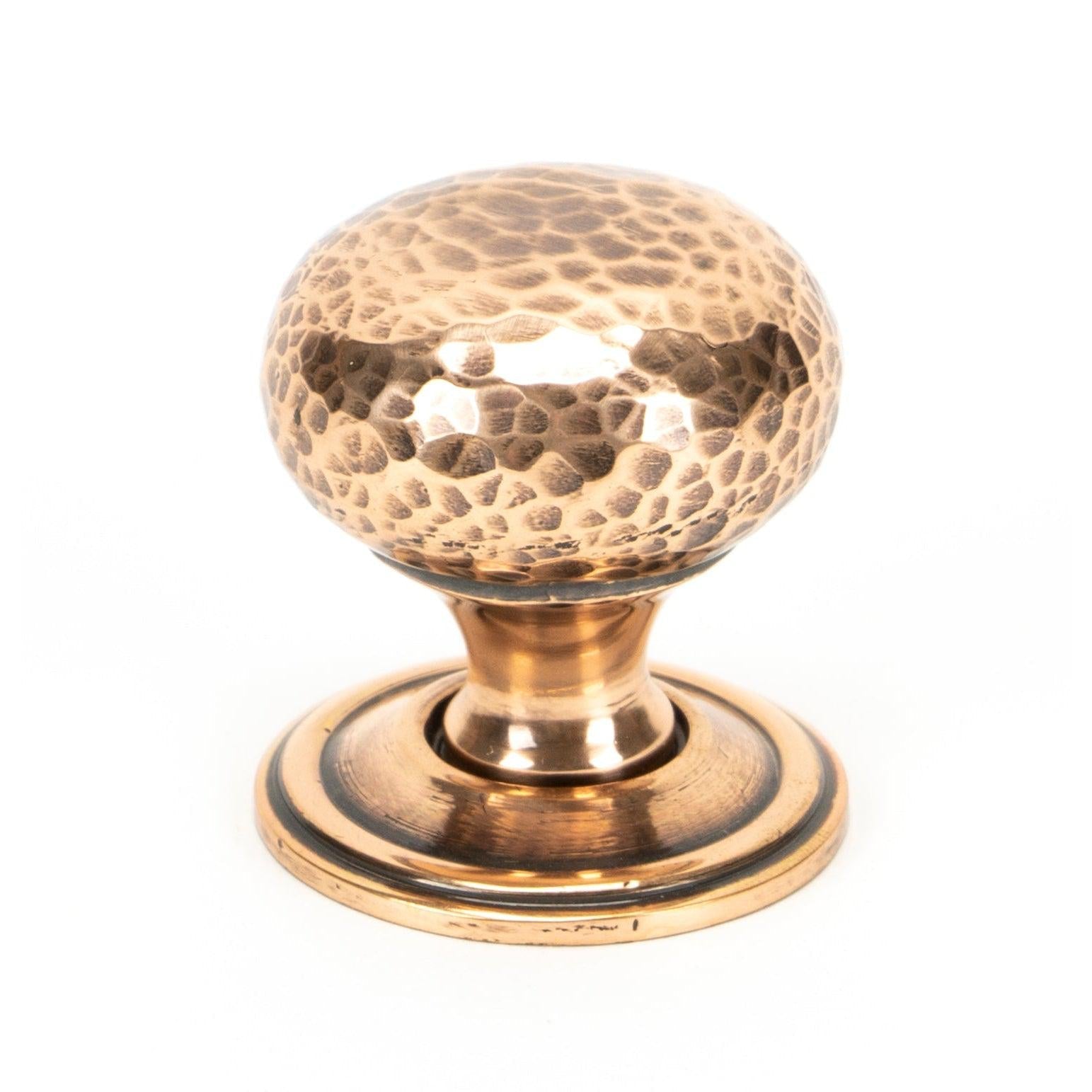Polished Bronze Hammered Mushroom Cabinet Knob 32mm | From The Anvil-Cabinet Knobs-Yester Home