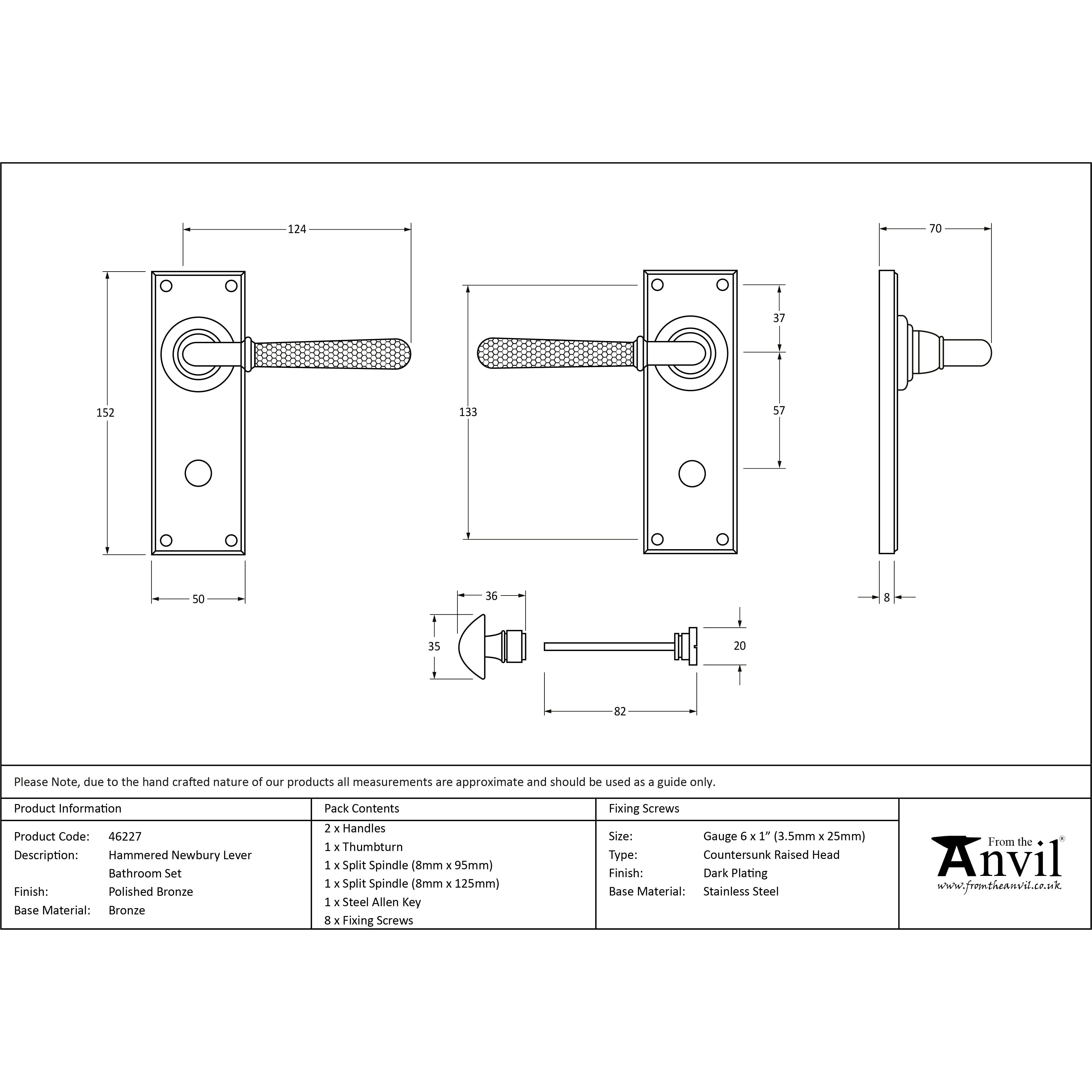 Polished Bronze Hammered Newbury Lever Bathroom Set | From The Anvil-Lever Bathroom-Yester Home