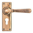 Polished Bronze Hammered Newbury Lever Euro Lock Set | From The Anvil - Lever Euro - From The Anvil - Yester Home