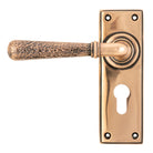 Polished Bronze Hammered Newbury Lever Euro Lock Set | From The Anvil-Lever Euro-Yester Home