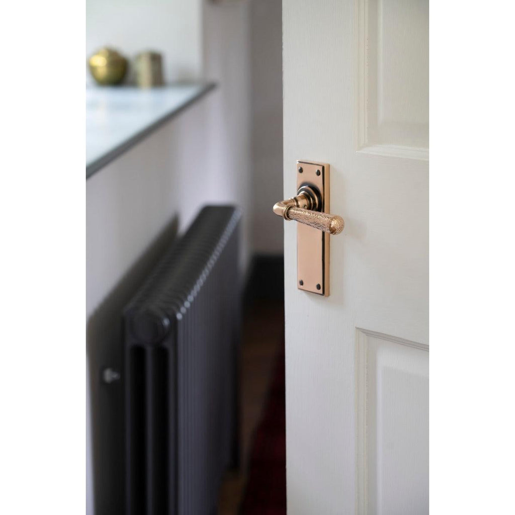 Polished Bronze Hammered Newbury Lever Latch Set | From The Anvil-Lever Latch-Yester Home