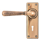 Polished Bronze Hammered Newbury Lever Lock Set | From The Anvil-Lever Lock-Yester Home
