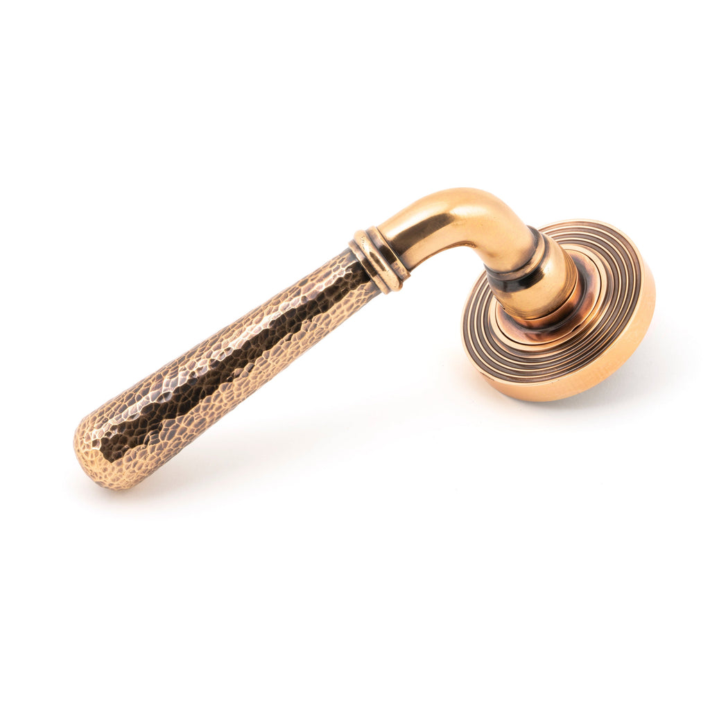Polished Bronze Hammered Newbury Lever on Rose Set (Beehive) | From The Anvil-Concealed-Yester Home