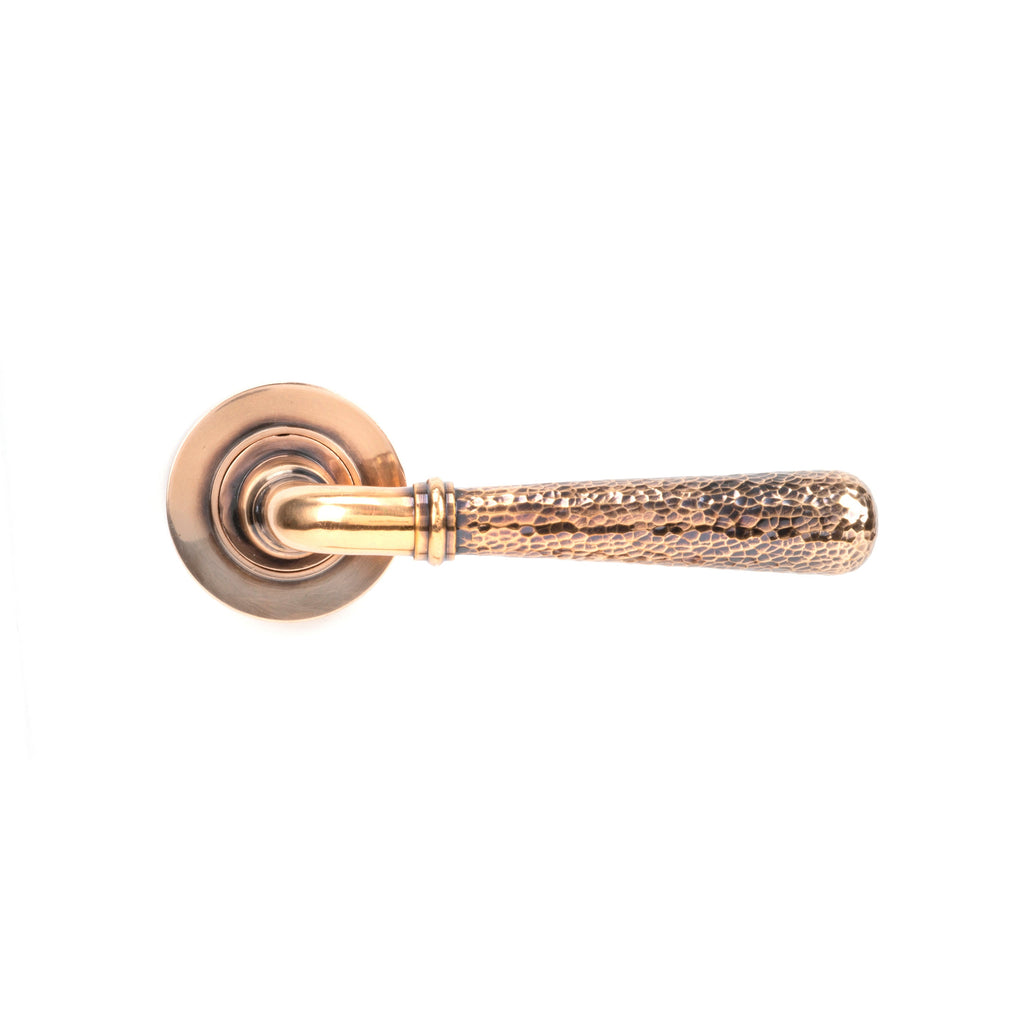 Polished Bronze Hammered Newbury Lever on Rose Set (Plain) | From The Anvil-Concealed-Yester Home