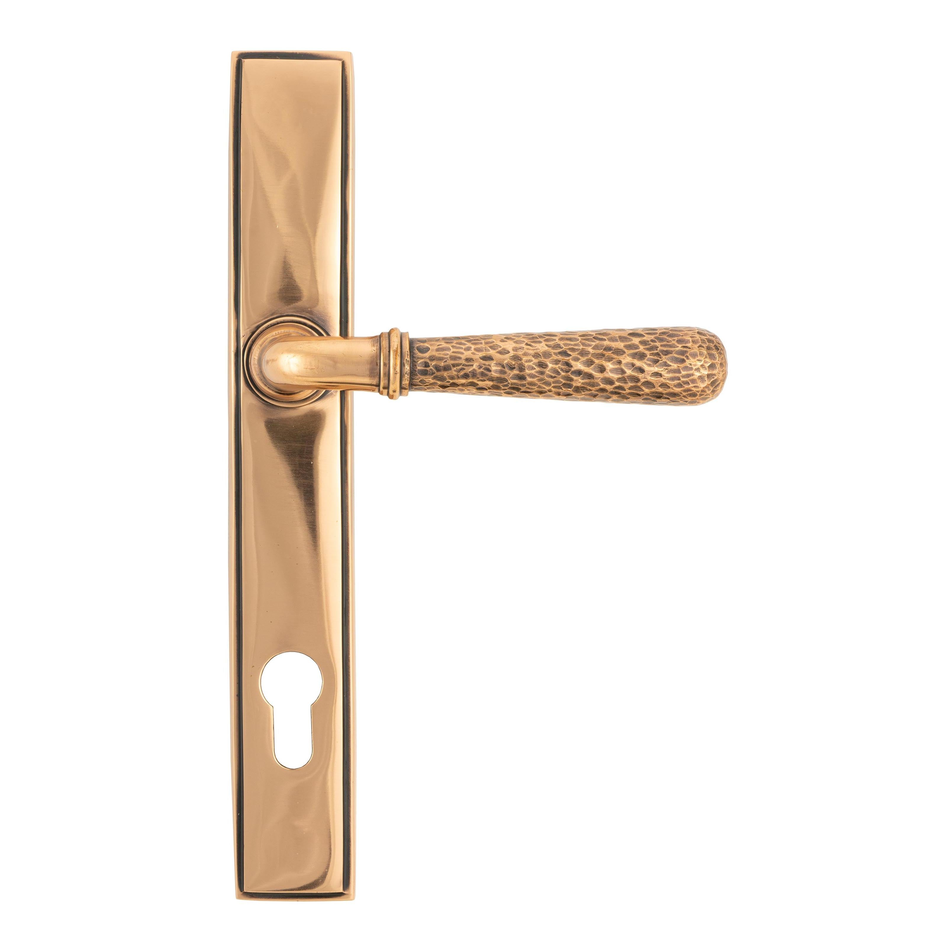 Polished Bronze Hammered Newbury Slimline Espag. Lock Set | From The Anvil - Espagnolette - From The Anvil - Yester Home
