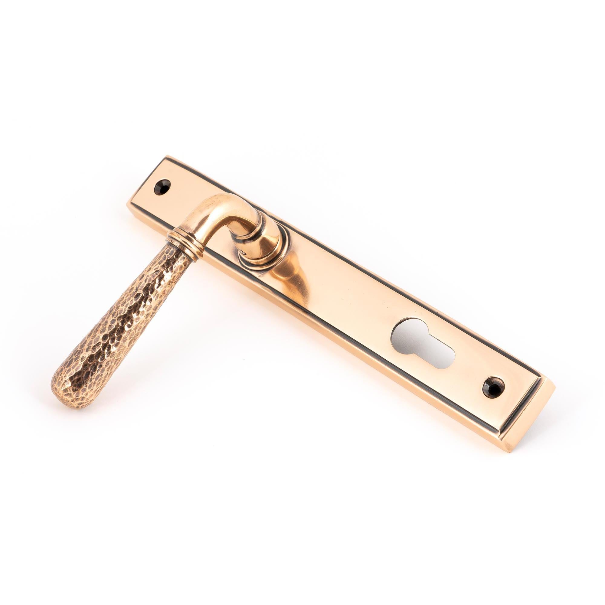 Polished Bronze Hammered Newbury Slimline Espag. Lock Set | From The Anvil - Espagnolette - From The Anvil - Yester Home