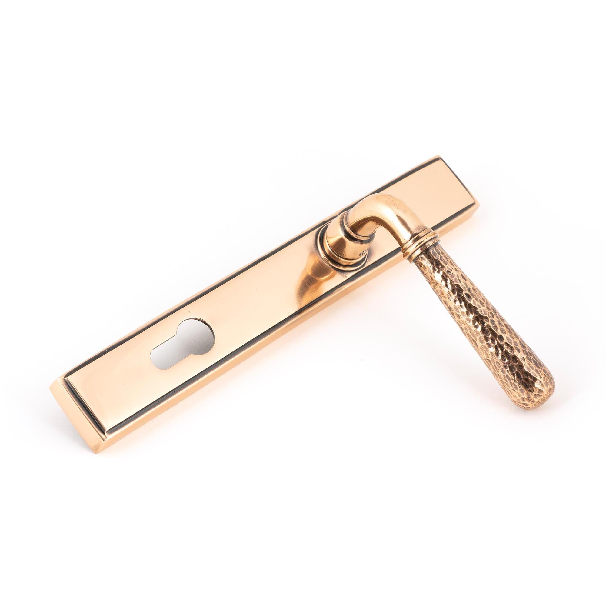 Polished Bronze Hammered Newbury Slimline Espag. Lock Set | From The Anvil - Espagnolette - From The Anvil - Yester Home