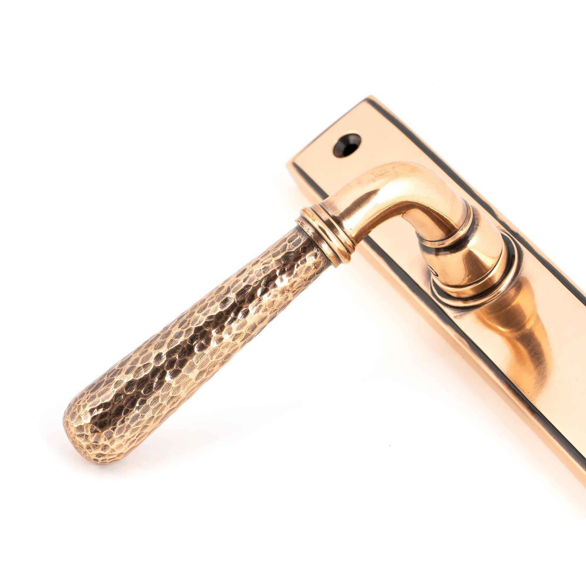 Polished Bronze Hammered Newbury Slimline Espag. Lock Set | From The Anvil - Espagnolette - From The Anvil - Yester Home