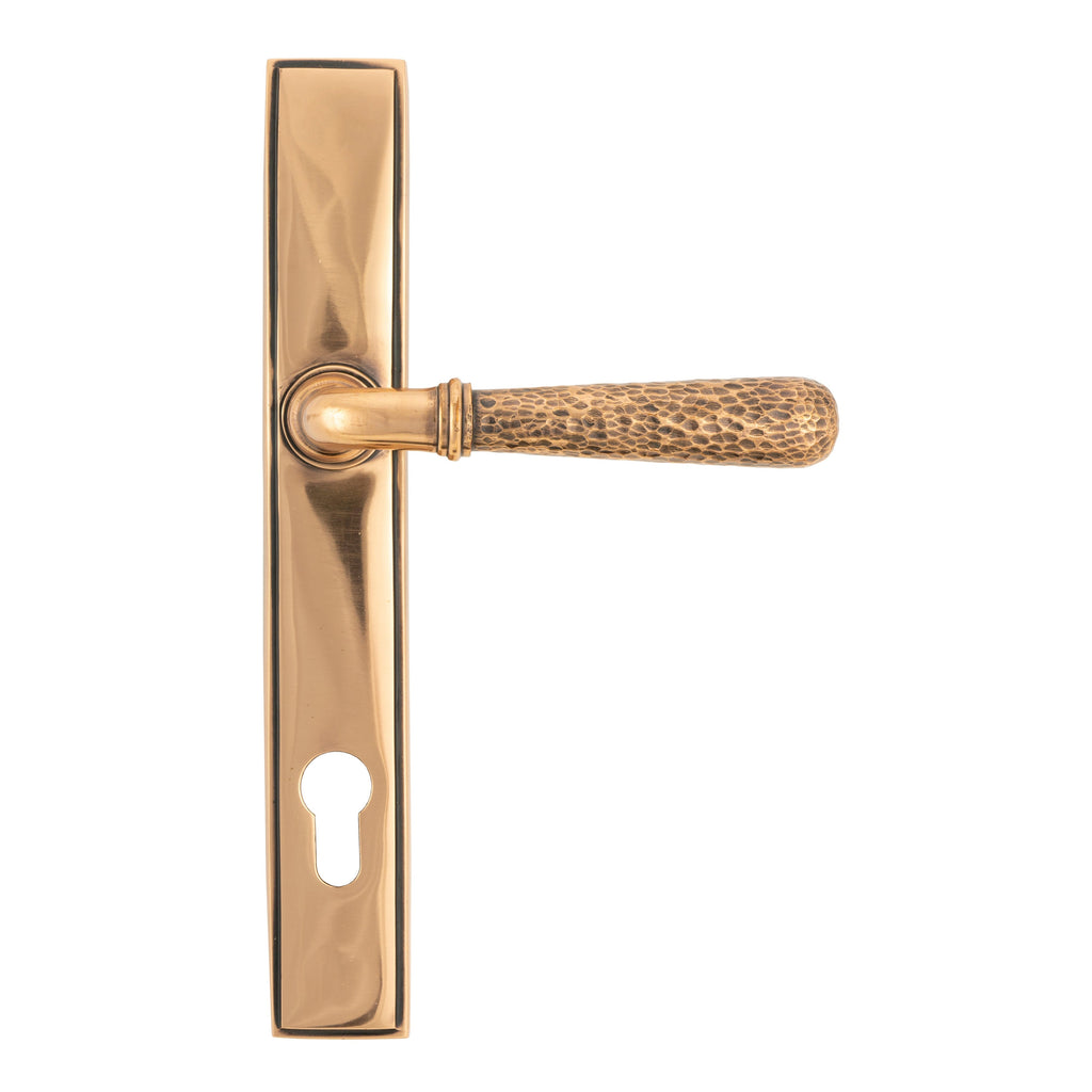 Polished Bronze Hammered Newbury Slimline Espag. Lock Set | From The Anvil-Espagnolette-Yester Home