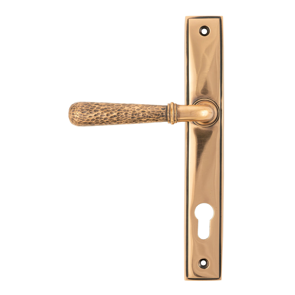 Polished Bronze Hammered Newbury Slimline Espag. Lock Set | From The Anvil-Espagnolette-Yester Home