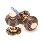 Polished Bronze Heavy Beehive Mortice/Rim Knob Set | From The Anvil-Mortice Knobs-Yester Home