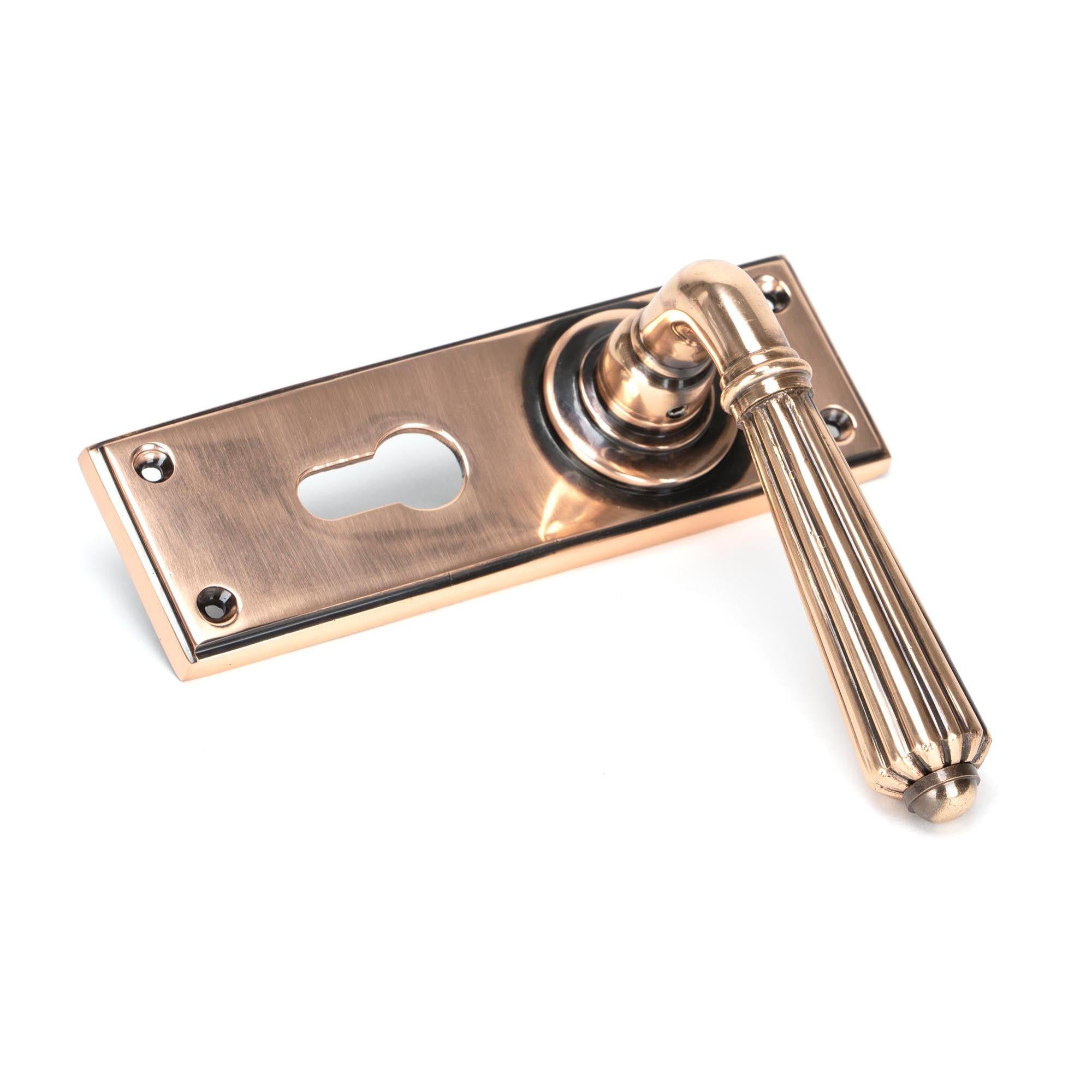 Polished Bronze Hinton Lever Euro Lock Set | From The Anvil - Lever Euro - From The Anvil - Yester Home