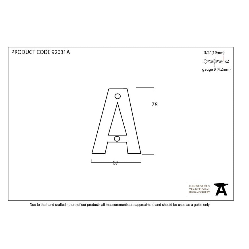 Polished Bronze Letter A | From The Anvil
