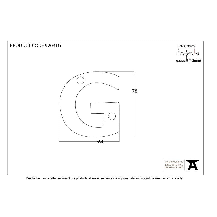 Polished Bronze Letter G | From The Anvil-Letters-Yester Home