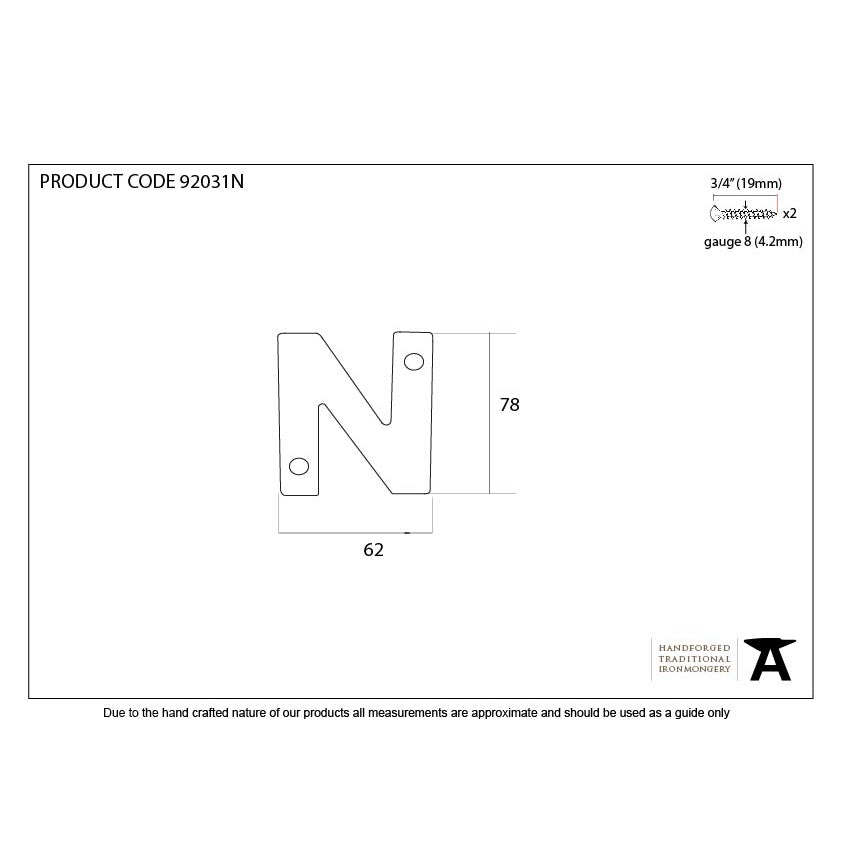 Polished Bronze Letter N | From The Anvil-Letters-Yester Home