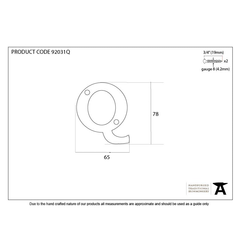 Polished Bronze Letter Q | From The Anvil-Letters-Yester Home