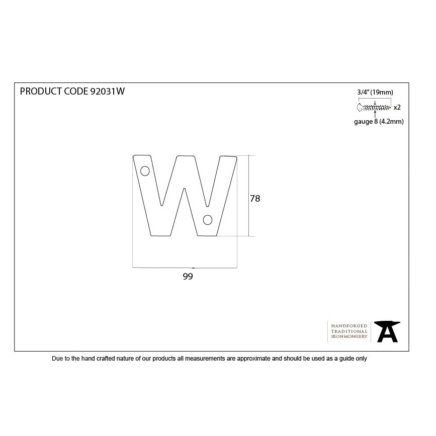 Polished Bronze Letter W | From The Anvil-Letters-Yester Home