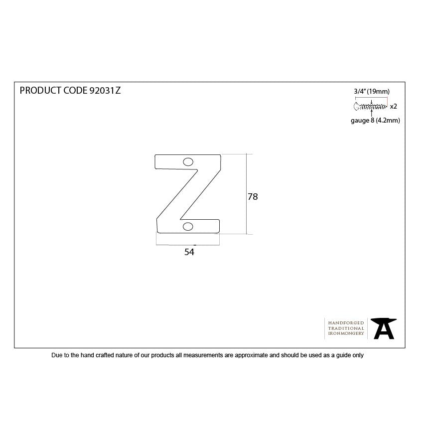 Polished Bronze Letter Z | From The Anvil-Letters-Yester Home