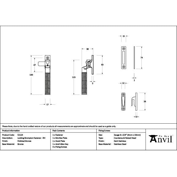Polished Bronze Locking Brompton Fastener – RH - Locking Fasteners - From The Anvil - Yester Home