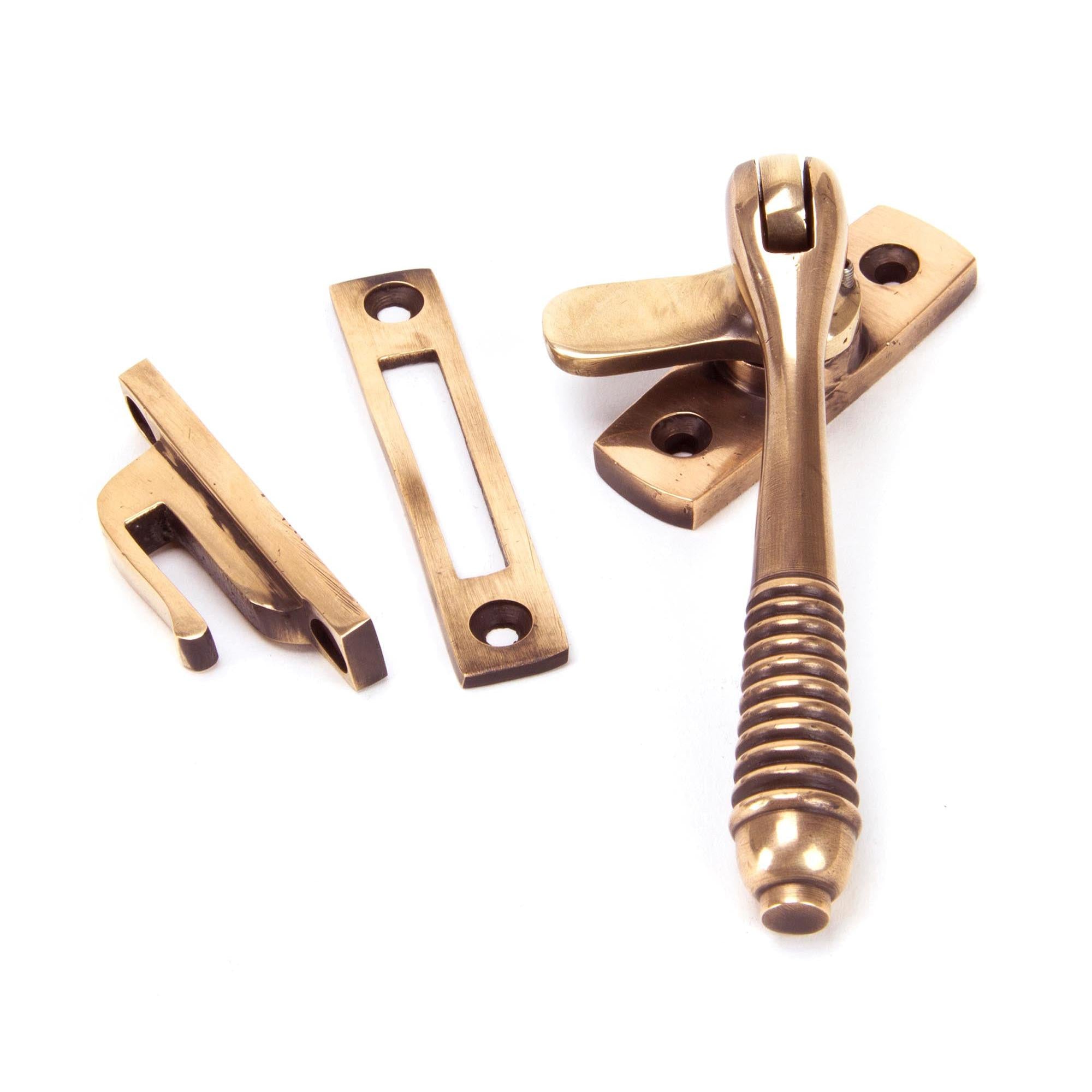 Polished Bronze Locking Reeded Fastener | From The Anvil - Locking Fasteners - From The Anvil - Yester Home