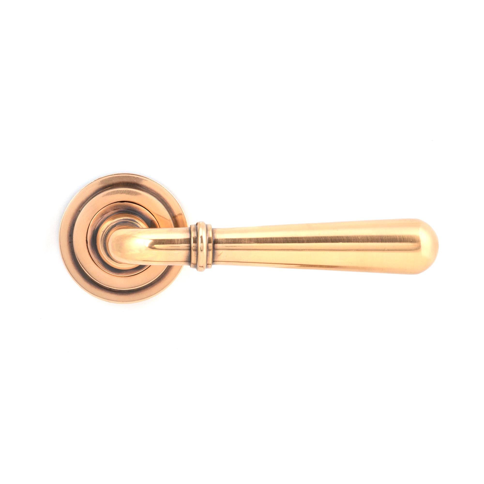 Polished Bronze Newbury Lever on Rose Set (Art Deco) - Unsprung | From The Anvil - Concealed - From The Anvil - Yester Home