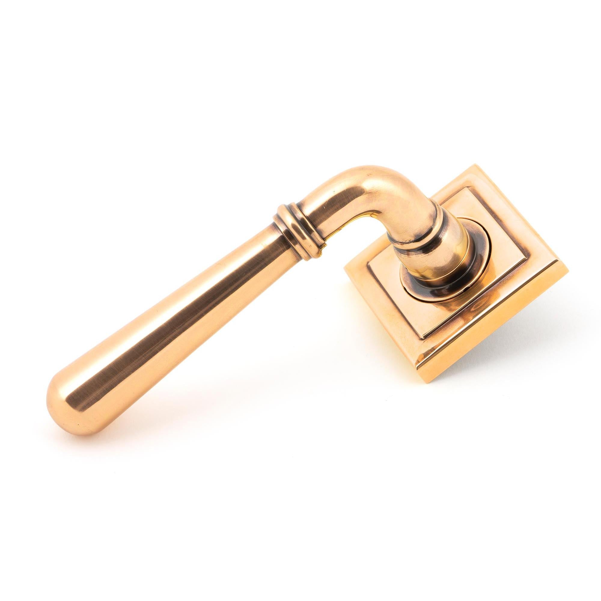 Polished Bronze Newbury Lever on Rose Set (Square) - Unsprung | From The Anvil - Concealed - From The Anvil - Yester Home