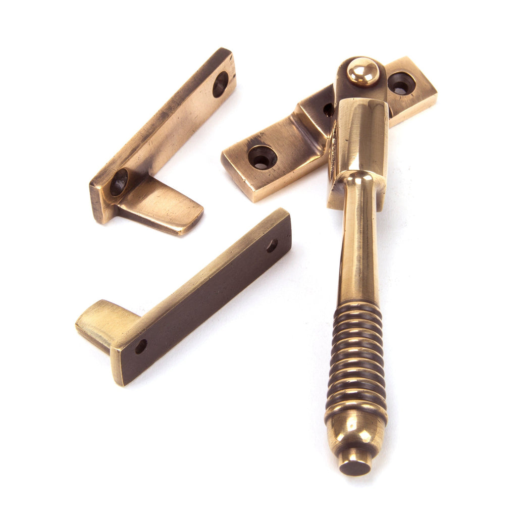 Polished Bronze Night-Vent Locking Reeded Fastener | From The Anvil-Night-Vent Fasteners-Yester Home