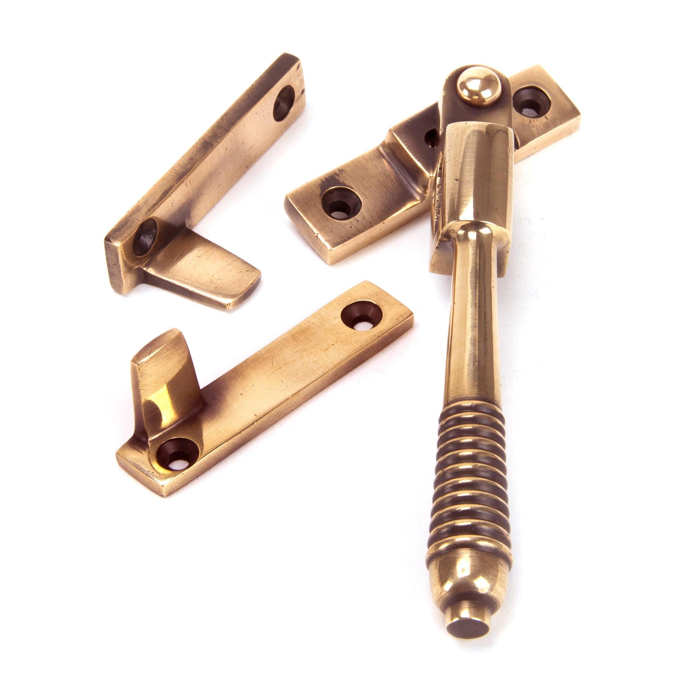 Polished Bronze Night-Vent Locking Reeded Fastener | From The Anvil - Night-Vent Fasteners - From The Anvil - Yester Home