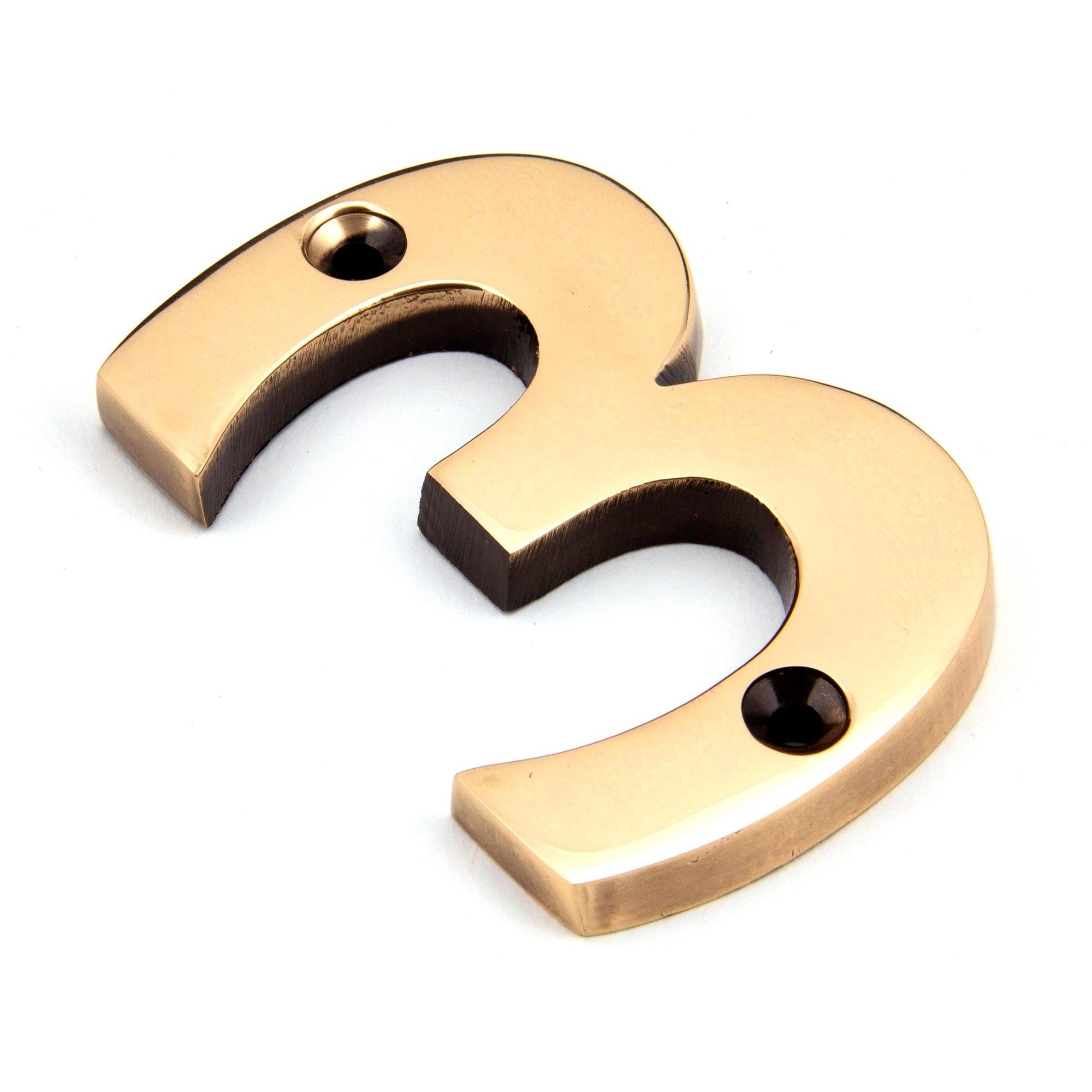 Polished Bronze Numeral 3 | From The Anvil - Numerals - From The Anvil - Yester Home