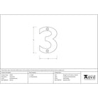Polished Bronze Numeral 3 | From The Anvil - Numerals - From The Anvil - Yester Home
