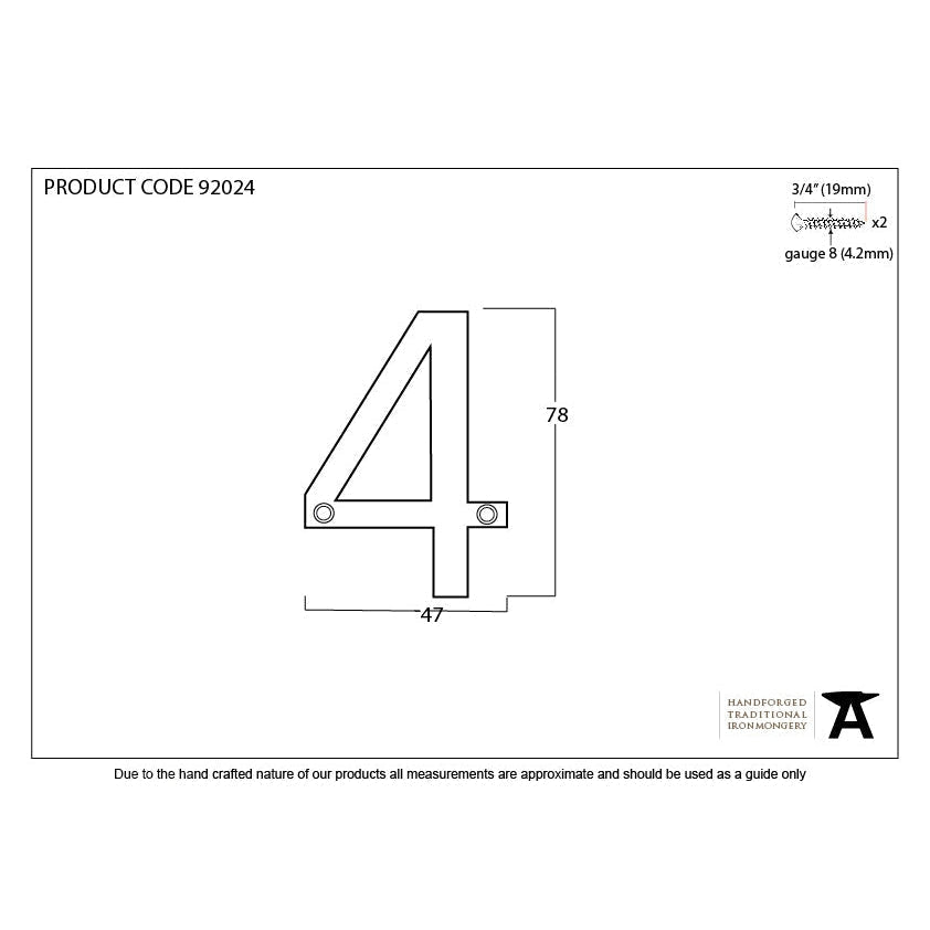 Polished Bronze Numeral 4 | From The Anvil-Numerals-Yester Home