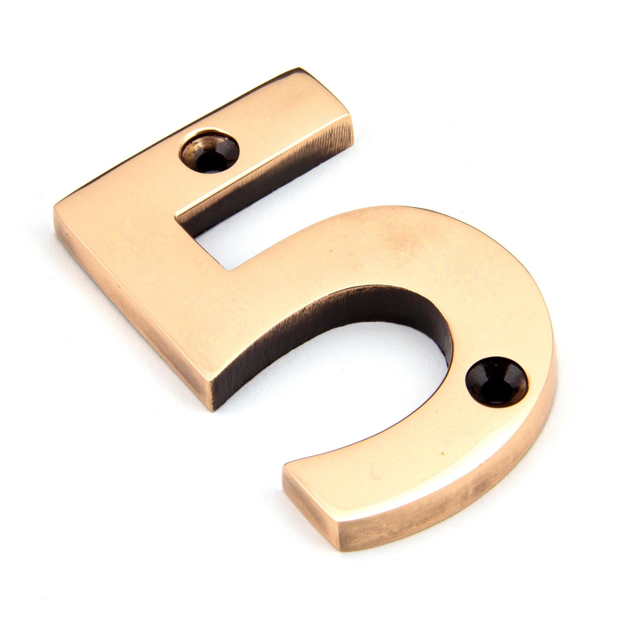 Polished Bronze Numeral 5 | From The Anvil - Numerals - From The Anvil - Yester Home