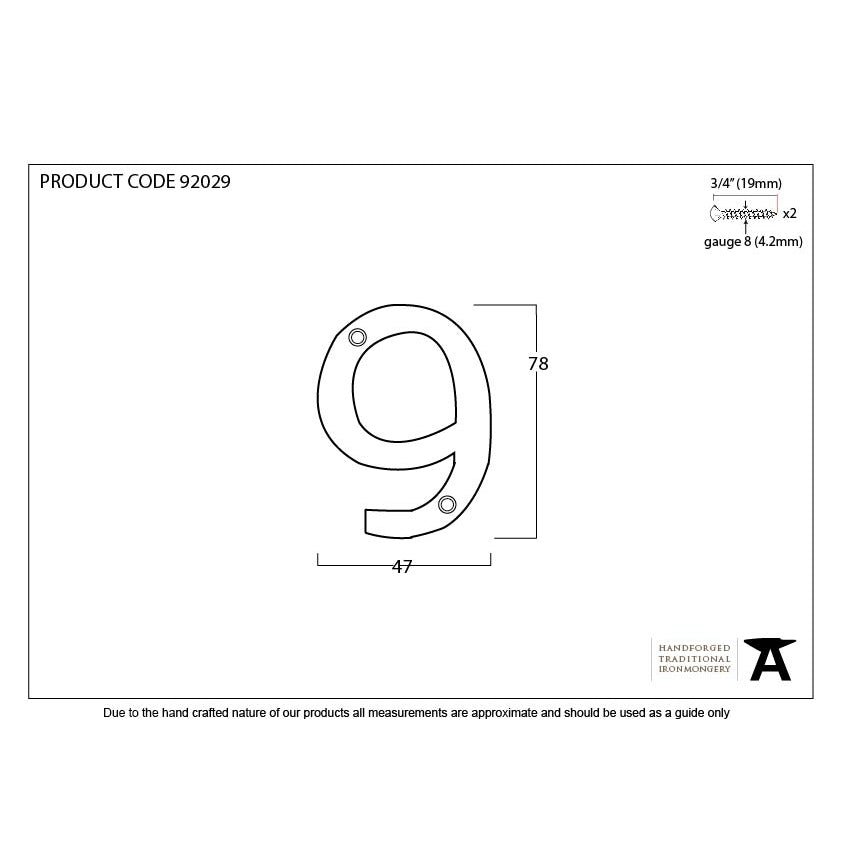 Polished Bronze Numeral 9 | From The Anvil-Numerals-Yester Home
