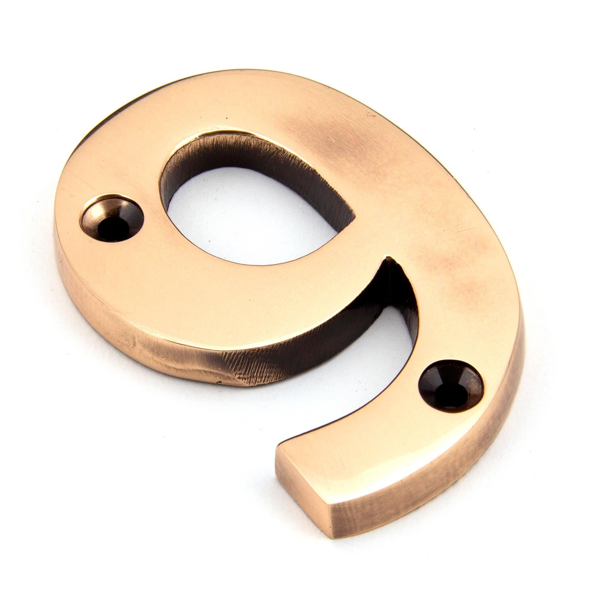 Polished Bronze Numeral 9 | From The Anvil - Numerals - From The Anvil - Yester Home