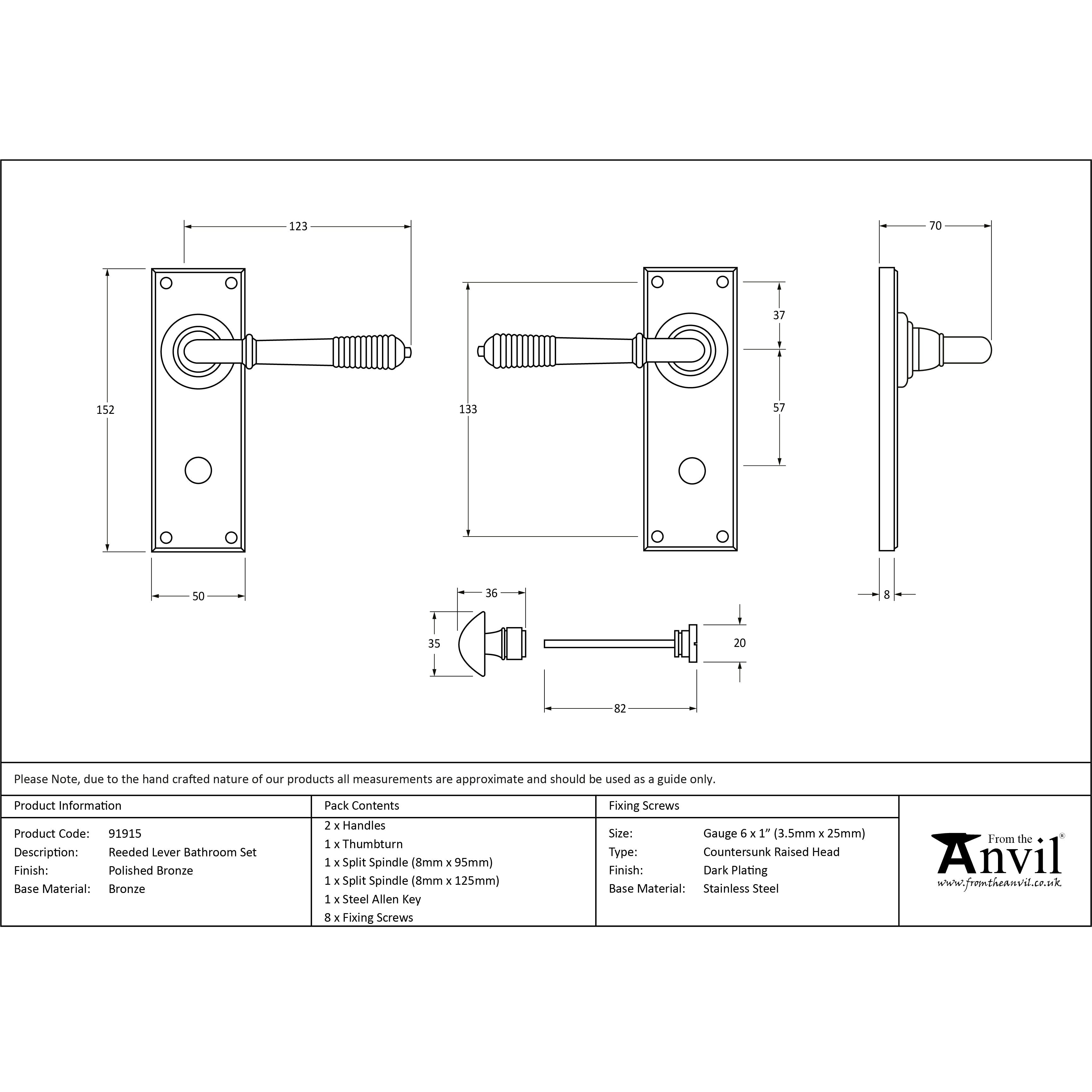 Polished Bronze Reeded Lever Bathroom Set | From The Anvil-Lever Bathroom-Yester Home