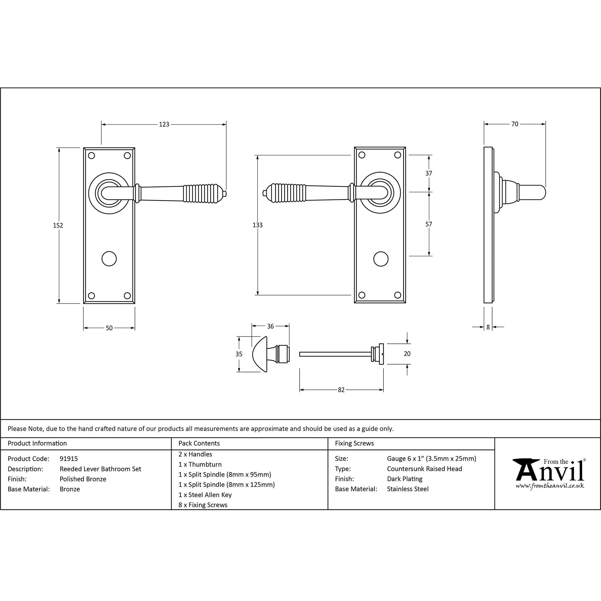 Polished Bronze Reeded Lever Bathroom Set | From The Anvil - Lever Bathroom - From The Anvil - Yester Home