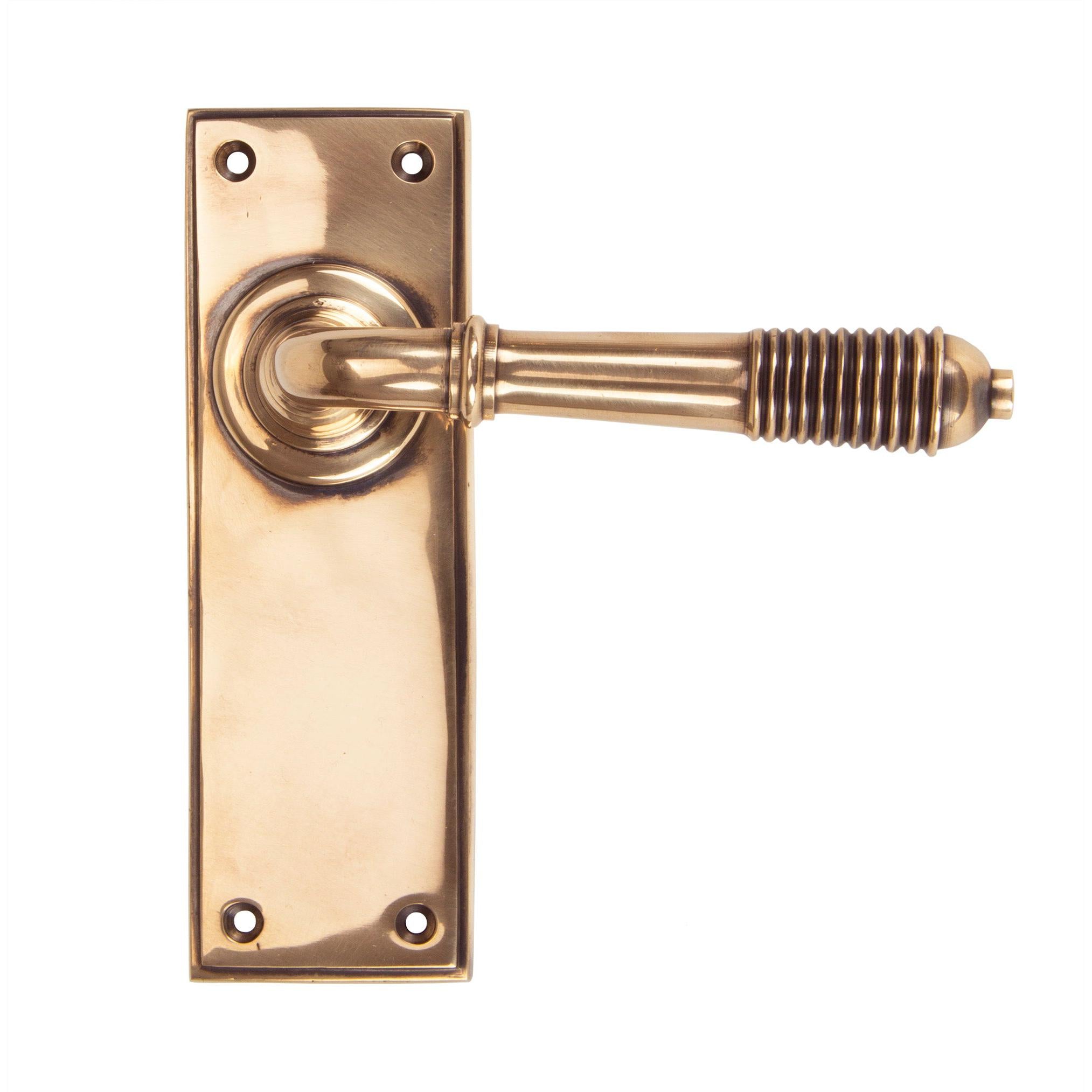 Polished Bronze Reeded Lever Latch Set | From The Anvil - Lever Latch - From The Anvil - Yester Home