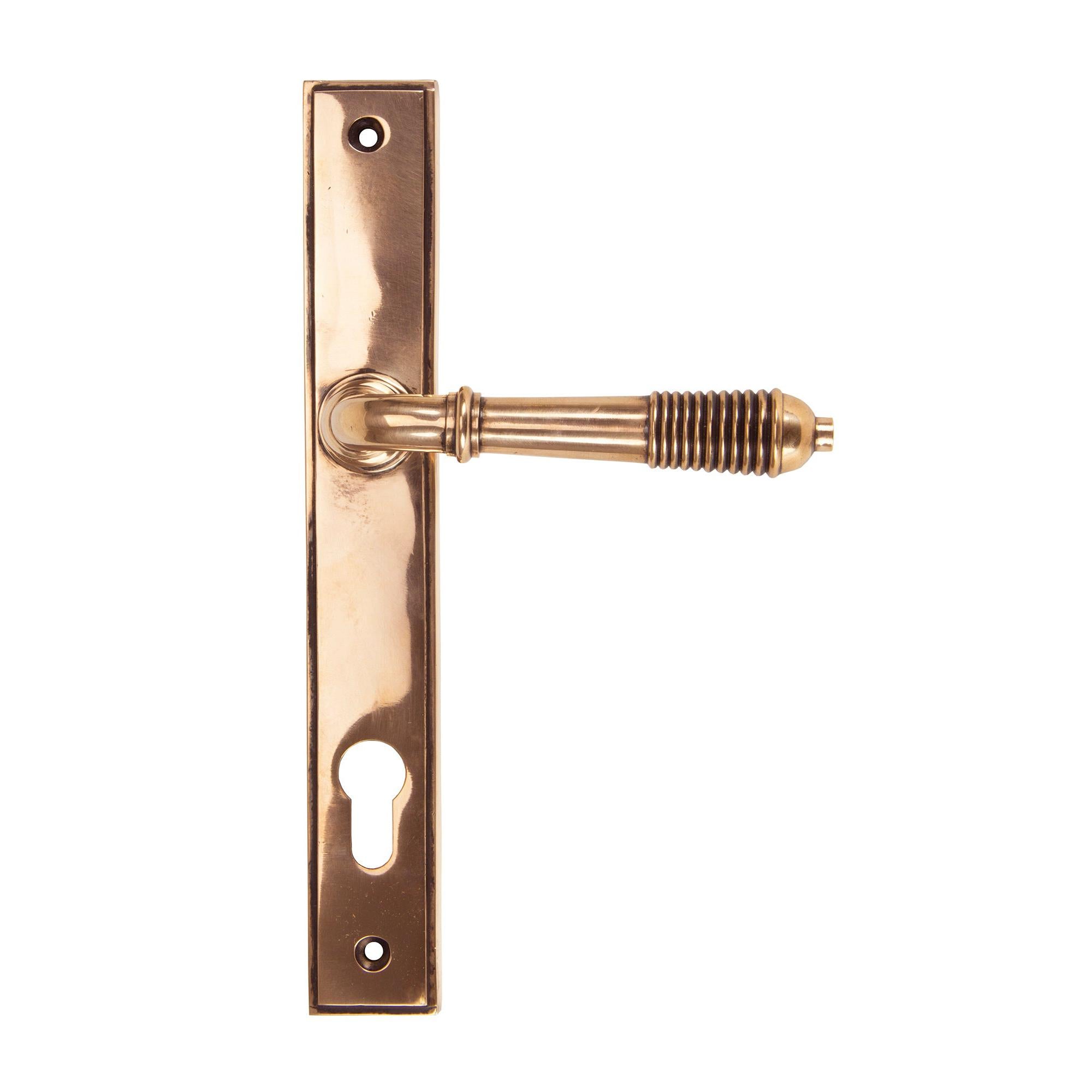 Polished Bronze Reeded Slimline Lever Espag. Lock | From The Anvil - Espagnolette - From The Anvil - Yester Home