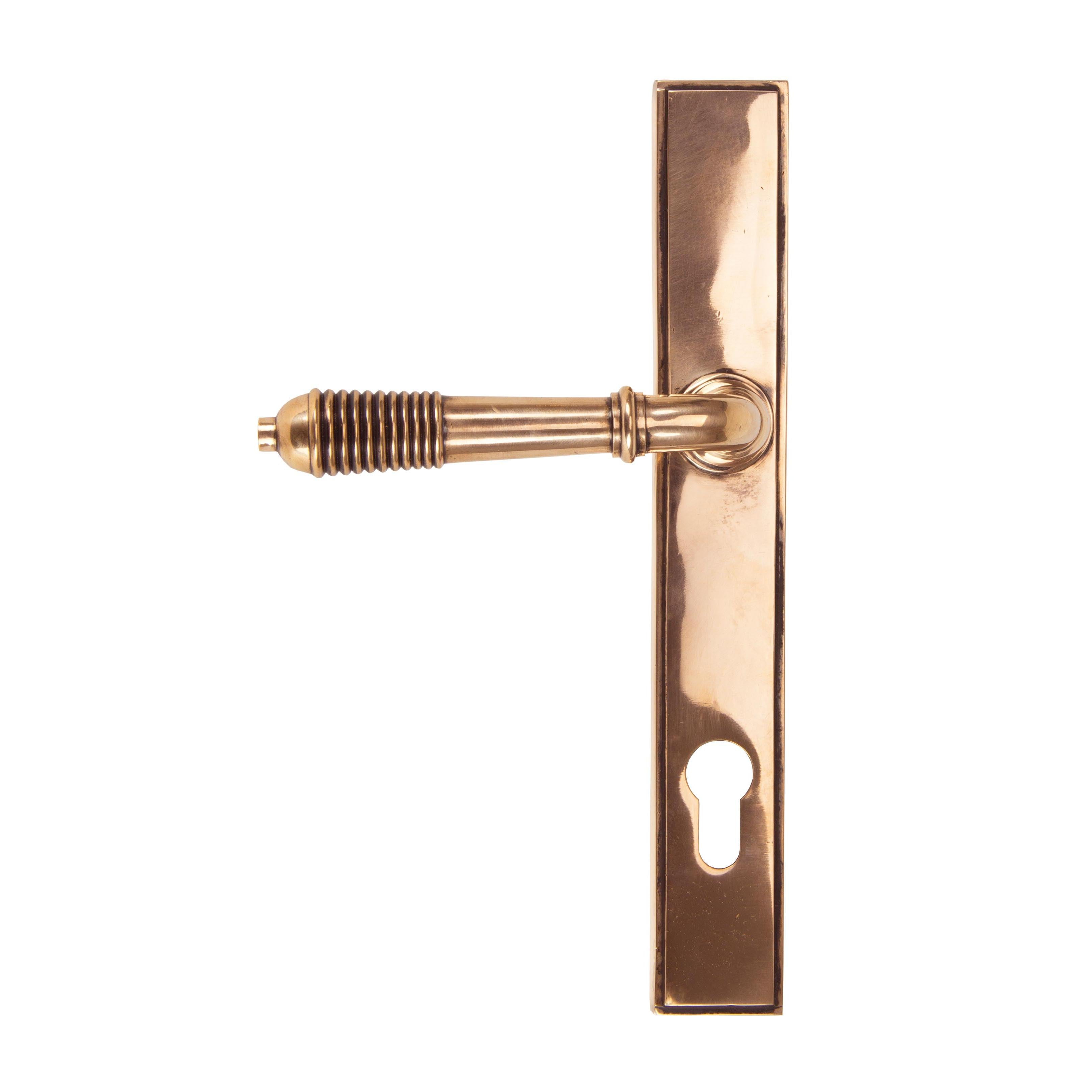 Polished Bronze Reeded Slimline Lever Espag. Lock | From The Anvil - Espagnolette - From The Anvil - Yester Home